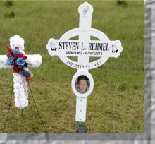Personalised roadside memorial with graphics