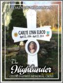 Celtic style memorial with picture of deceased