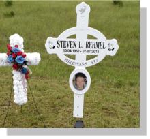 Personalised roadside memorial with graphics