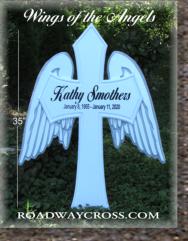 beautiful creative unique memorial cross with angel wings